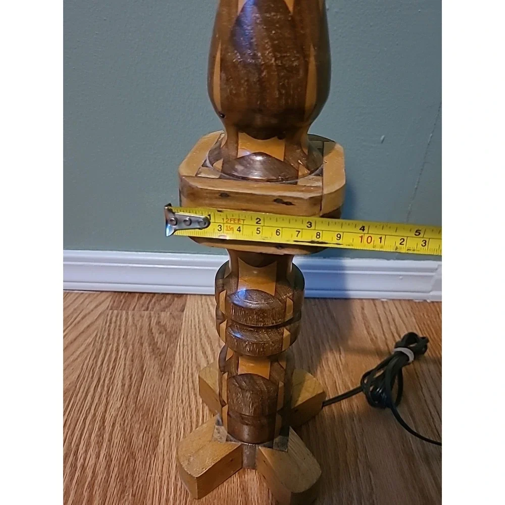 Mid Century‎ Modern Vintage Turned Wood Tall Accent Lamp No Shade Works